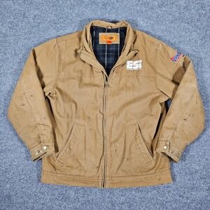 Cornerstone Canvas Work Jacket Plaid Lined Tan Workwear Men's Size XL Used